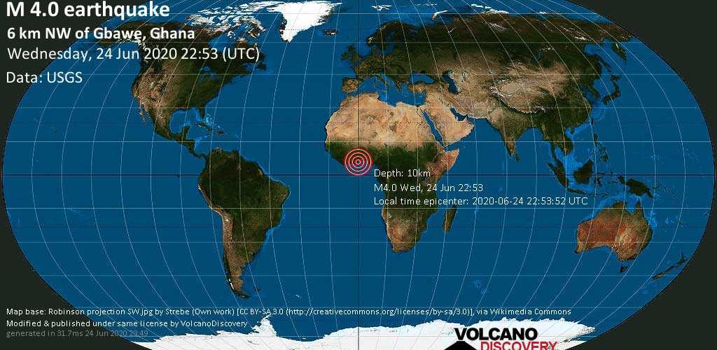 Magnitude 4.0 Earthquake Reported in Ghana